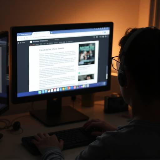 A person using a screen reader on a computer, demonstrating auditory output of web content.