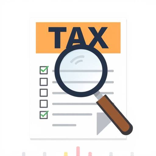 Icon representing a tax form with a magnifying glass