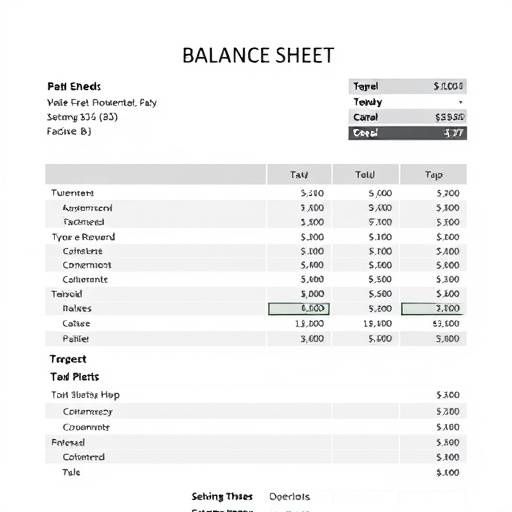 Template for a balance sheet
